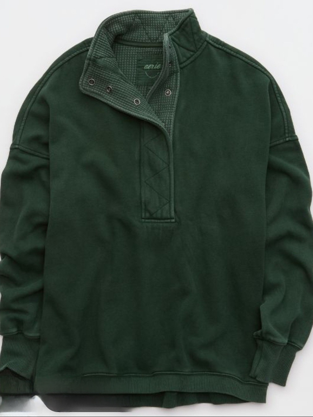 Aerie Getaway Quarter Snap Sweatshirt – Green – Size L
